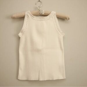 Grace White Crochet-Trim Tank Top